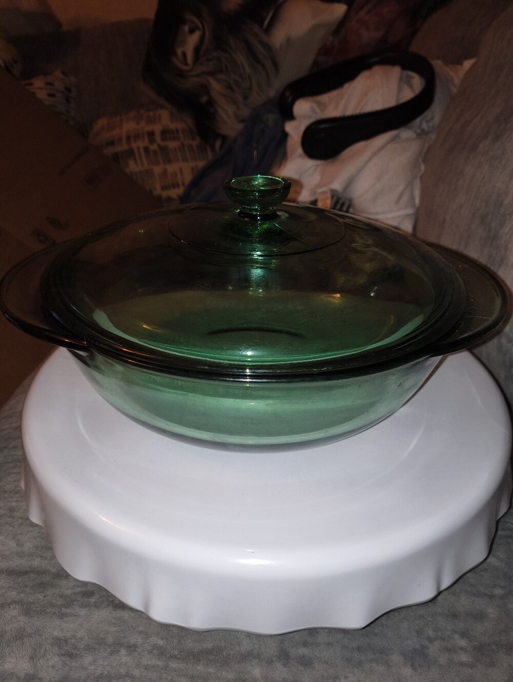 Anchor Hocking Green Glass Covered Casserole with Lid